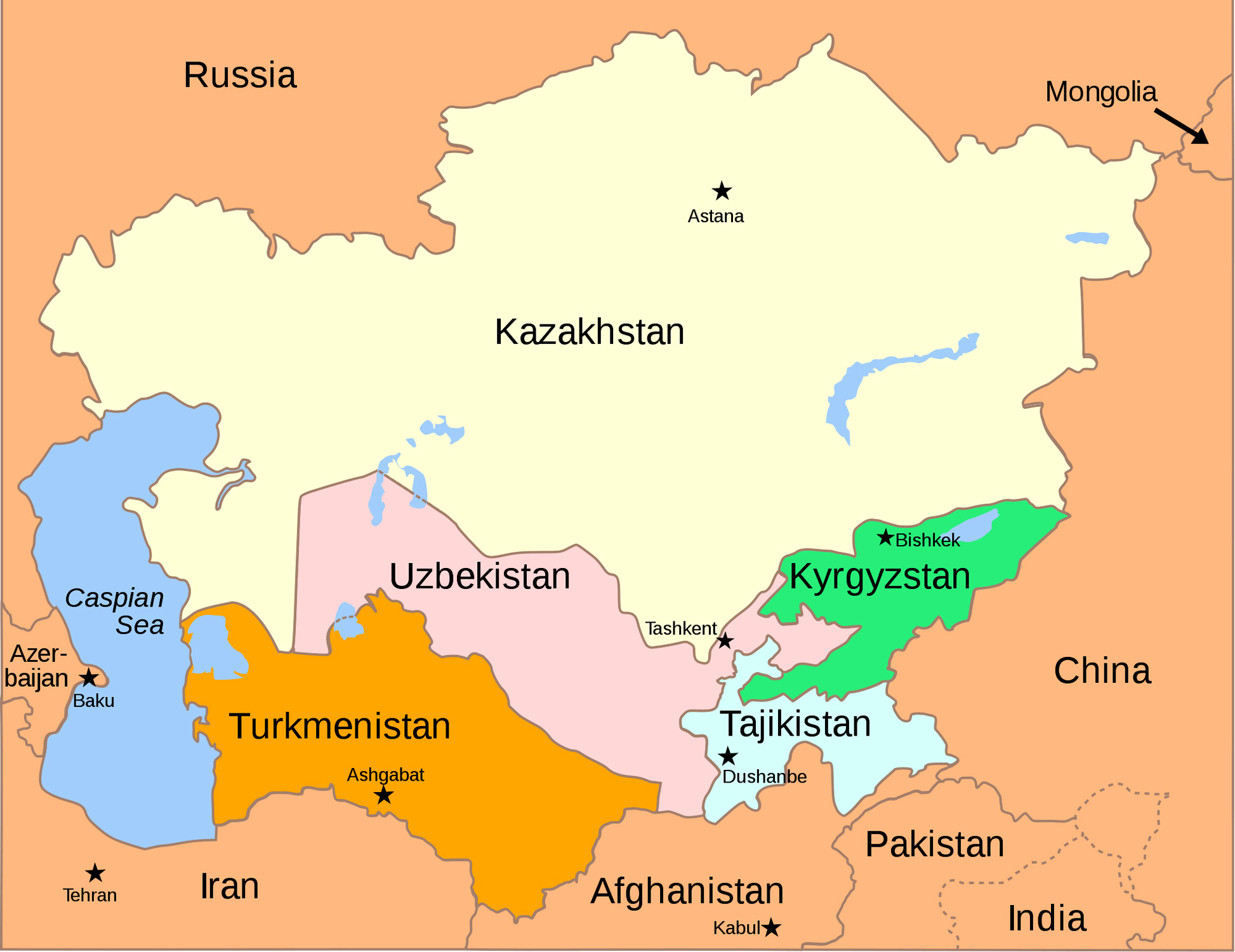 Central Asia World Map