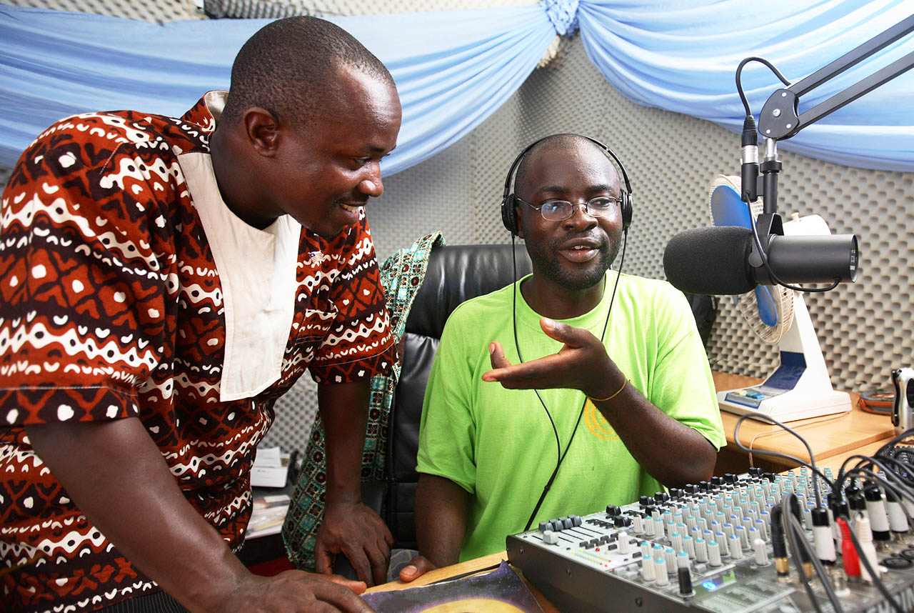 Reach Beyond trainer Joseph Kebbie with Theovision Radio staff