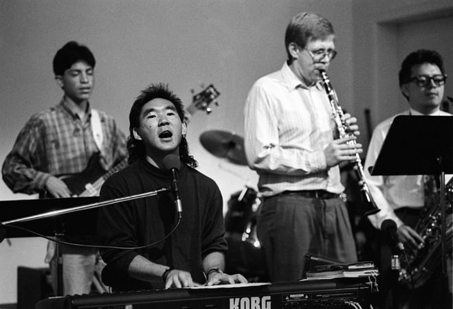 Harold plays clarinet in a worship band in Quito once led by Reach Beyond missionary Michio Ozaki (at the keyboard) whose father, Kazuo Ozaki, continues to produce Japanese-language programs for the mission.