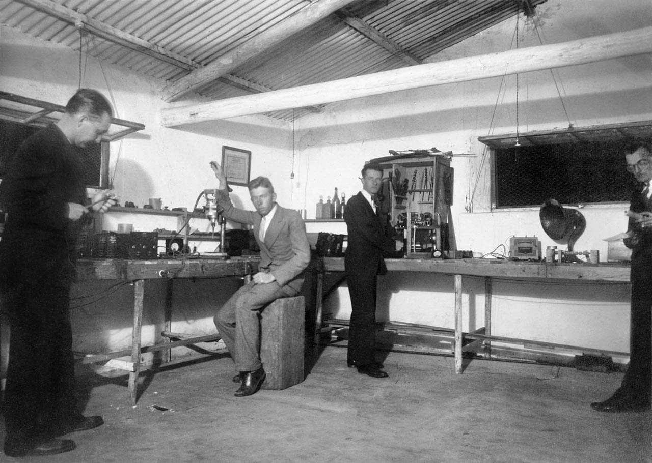 1931 (L-R) Reuben Larson, Pablo Williams, Eric Williams and Clarence Jones in the workshop