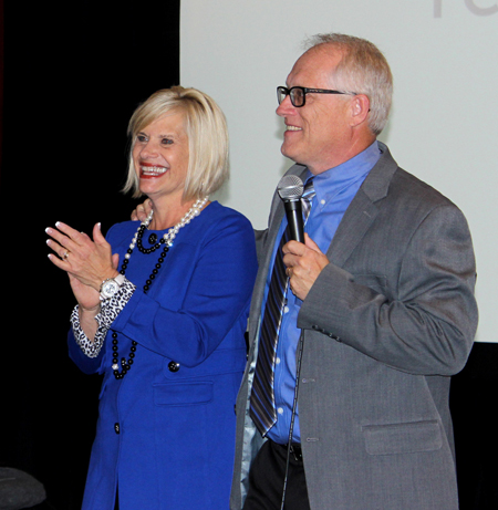 Becky and Steve Harling speaking at the inauguration on Nov. 16.