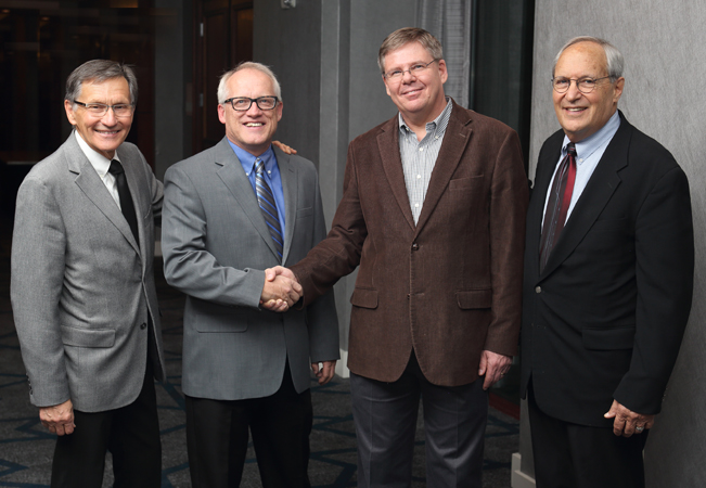 Steve Harling with three of Reach Beyond's past presidents (l-r): Wayne Pederson, David Johnson and Ron Cline.