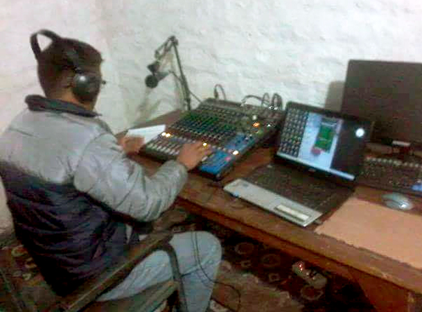 Studio at new radio station in Christian hospital