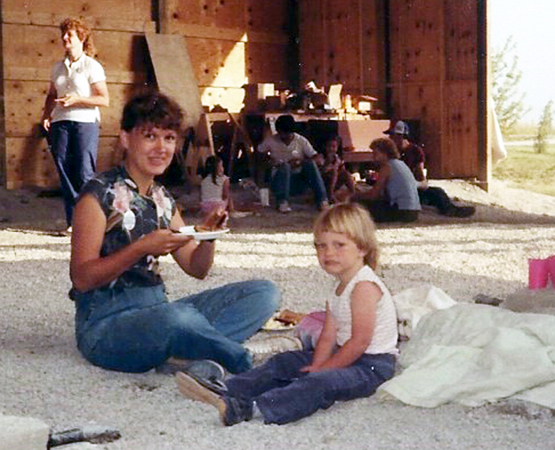 Peg Johnson with daughter Erin (3) in Missouri in 1985.