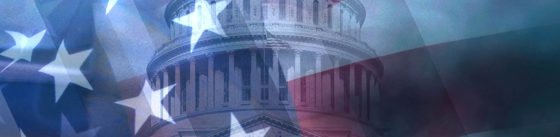 Patriotic image of flags over a background of the U.S. Capitol Building