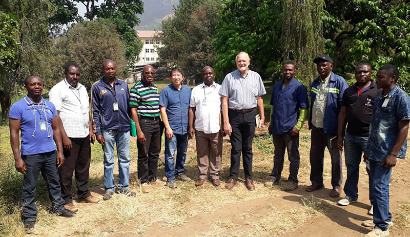 Bill with Mbingo Baptist Hospital staff at the future construction site.