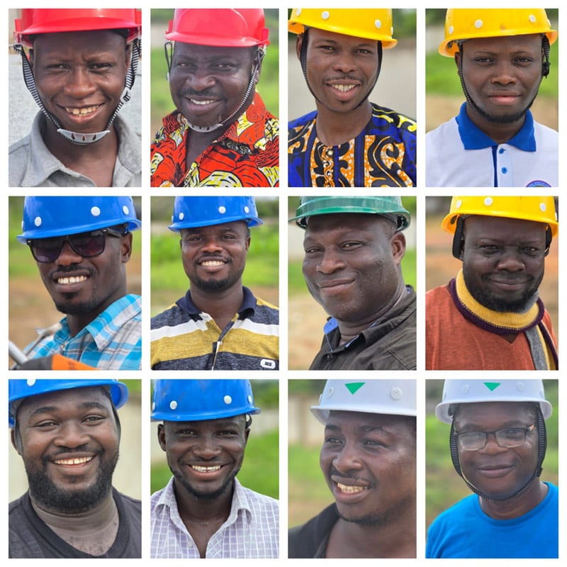 Collage of people trained in assessing, maintaining, and repairing wells 