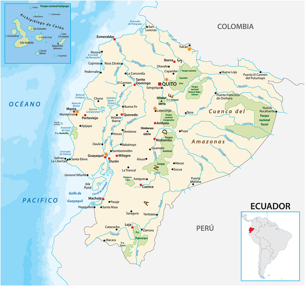 map of Ecuador - South America