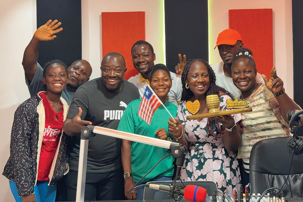 Mary gives training to Reach Beyond partner Vox Radio in Liberia