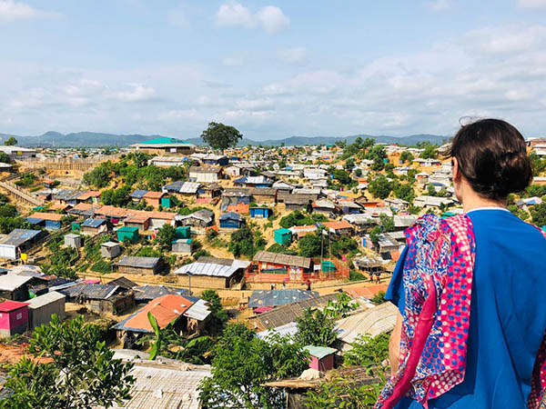 Rachel looks over the Rohingya Refugee camp