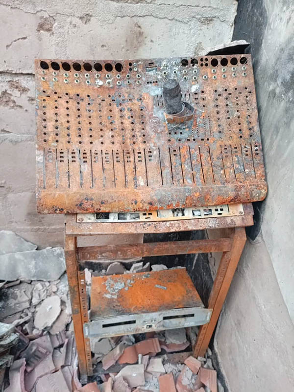 Fire destroyed the studio mixer console at Radio Station Gaaki in Ghana.