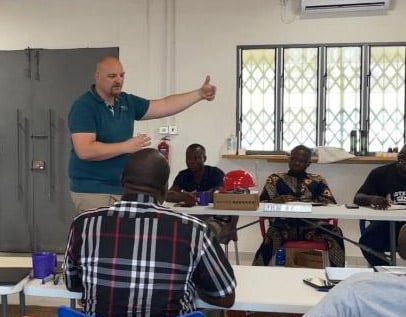 Wim teaches a class on clean water and community development principles 