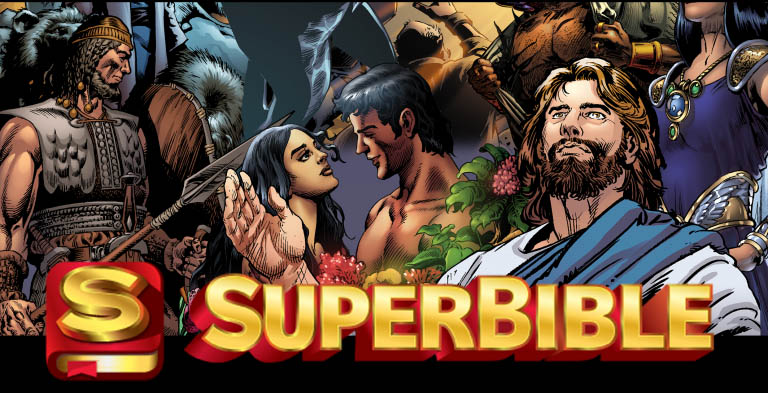 SuperBible composite illustration of various Biblical stories