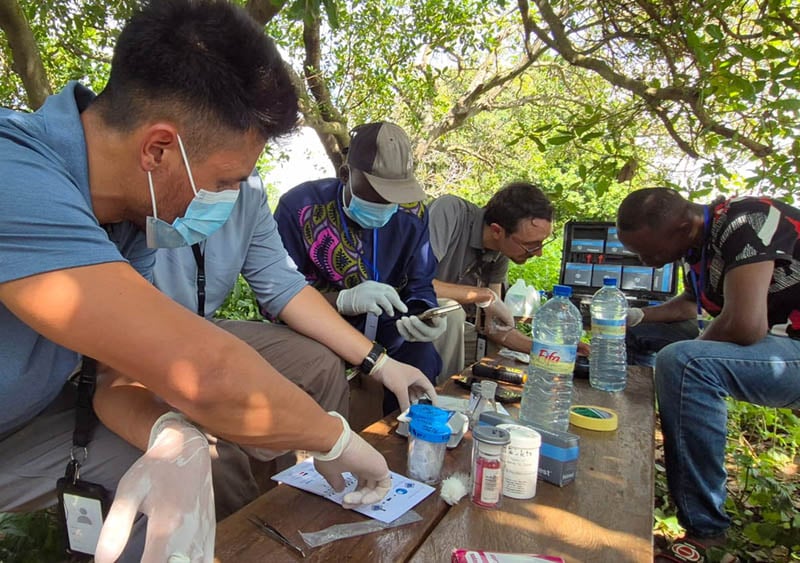 The teams tests water samples from wells in West Africa