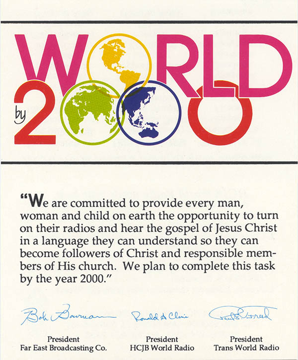 World by 2000 commitment card