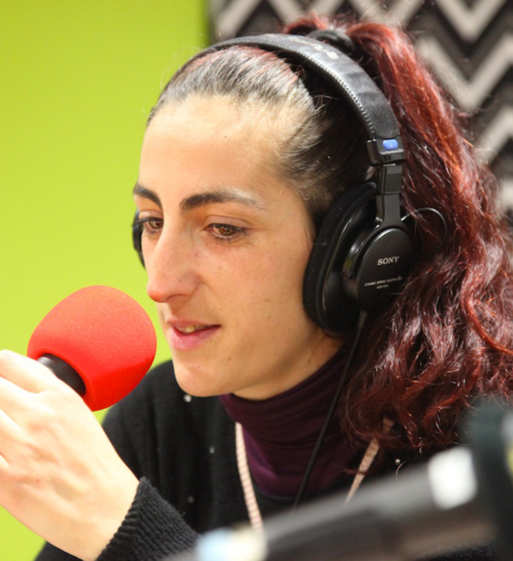 Recording a radio program in the new studios.